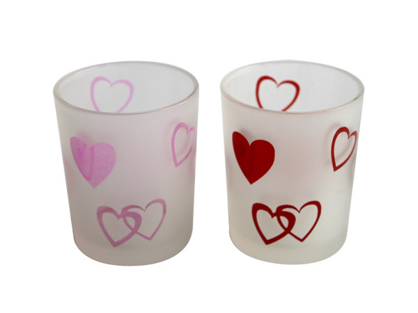 Frosted Glass Votive candle Holders for valentine's day
