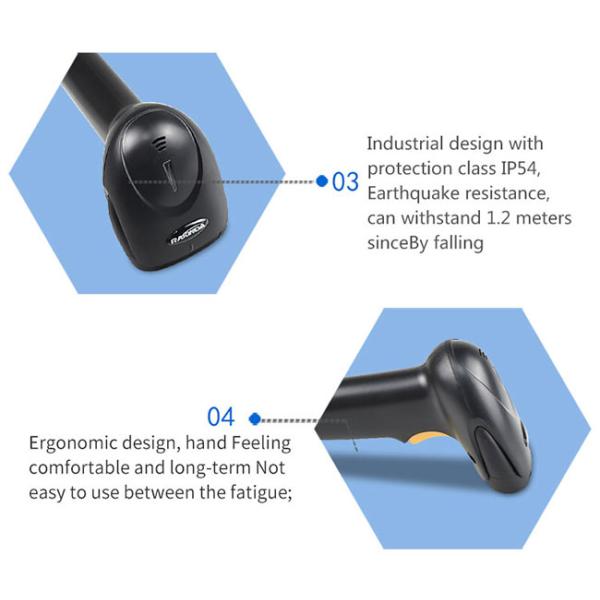 Long Range Portable Barcode Reader , Wired USB Computer Barcode Scanner Lable Gun For Payment