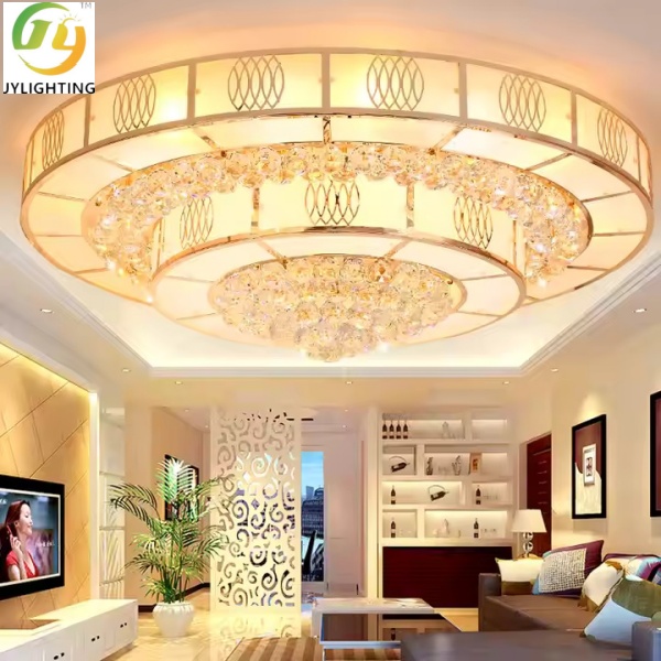 Decoration Living Room Bedroom Customized European Style Crystal Ceiling Lamp Golden Round Crystal Led Ceiling Light