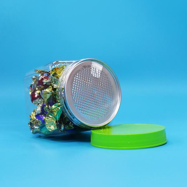 Airtight Square Transparent PET Plastic Jar Plastic Screw Lid Food Candy Cookies