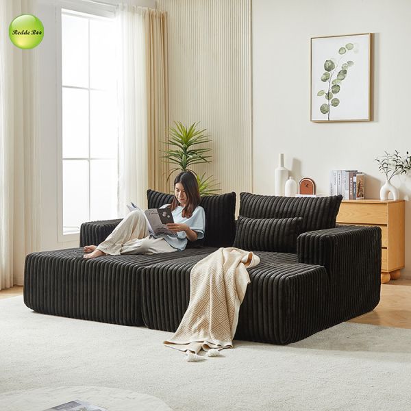 Removable 2 Seater Compressed Sofa Striped Velvet Fabric ODM