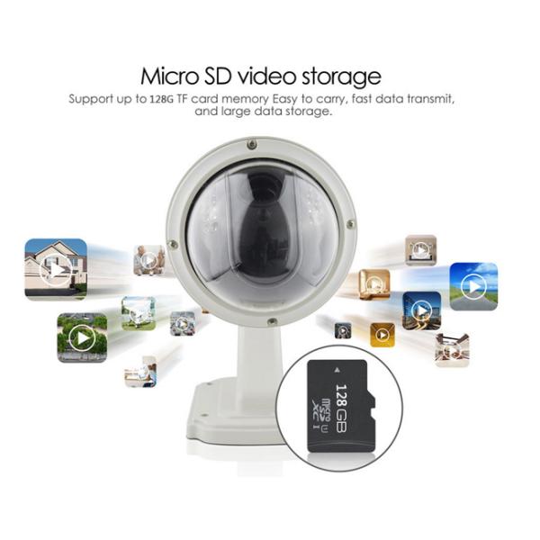 Night VisionWiFi Surveillance Camera , Ptz Dome Camera Outdoor White Metal Case