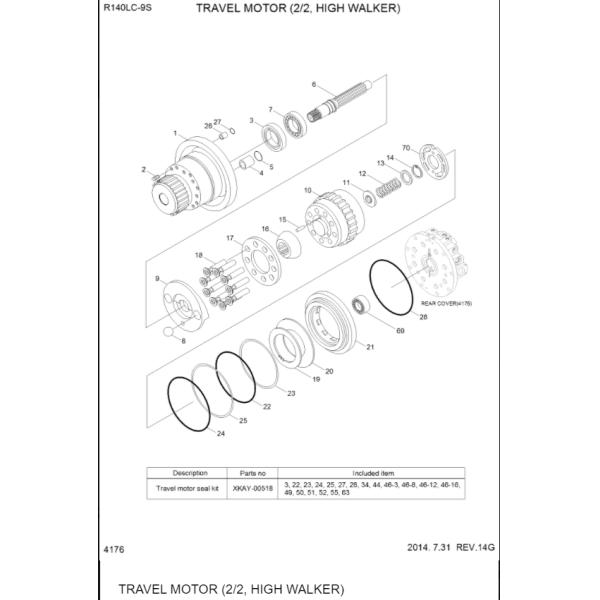 XKAY-00448 XKBH-01810 XKBH-01793 XMAB-00100 Excavator Final Drive Parts For R140LC-7 R210LC-7 R210LC-9 R220LC-9S R250LC7