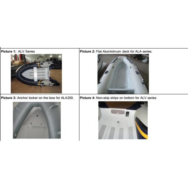 3 Chamber Aluminum Rib Boat 330cm Small Sailing Boats With Foldable Canopy