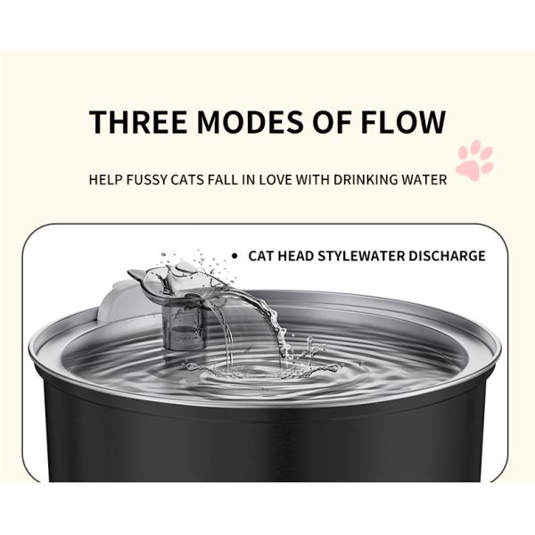 Suministros para la alimentación de mascotas: fuente de agua para gatos de acero inoxidable de 8L y cuenco para beber para perros