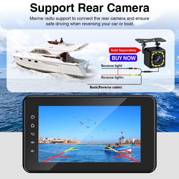 8 Inch Marine Boat Stereo Waterproof IP6X With Wireless CarPlay Android Auto For Marine Golf Cart Motorcycle