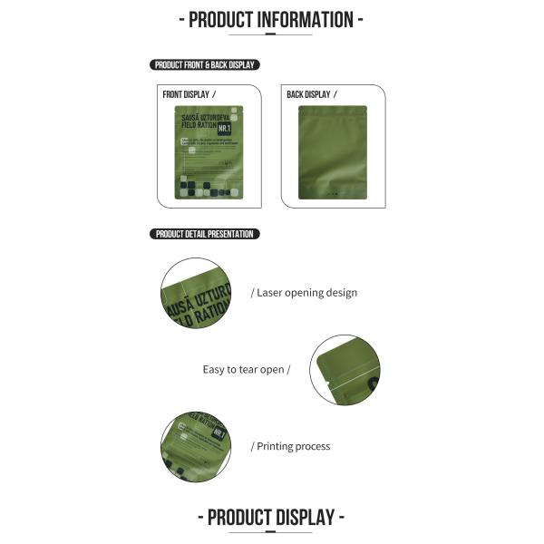Custom Printing High Quality Field Rations Packaging Bag Plastic Zipper Packaging Pouch For solid food