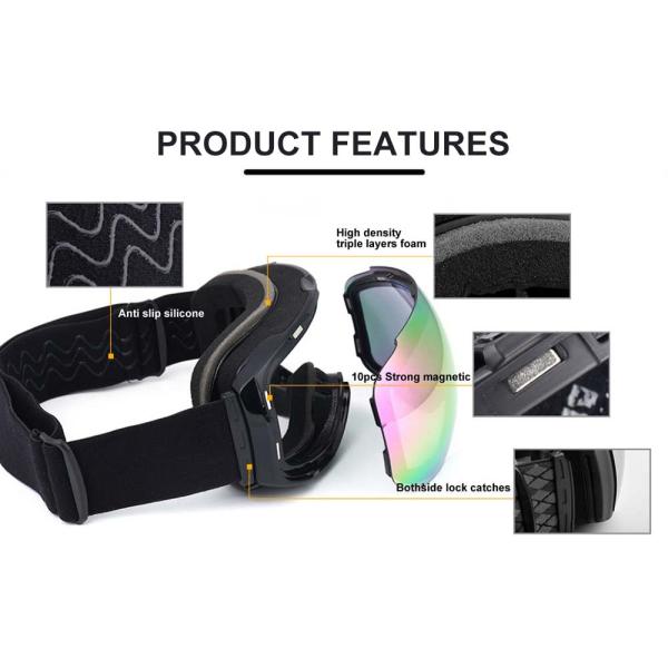 Removable Lenses Custom Logo Magnetic Ski Goggles for Adults' Outdoor Activities