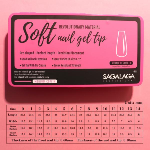 Long Coffin Soft Gel Almond Nail Extension Tips 500pcs Back Box Ballerina Square Fake Tips Nails XXL Tips for Home DIY