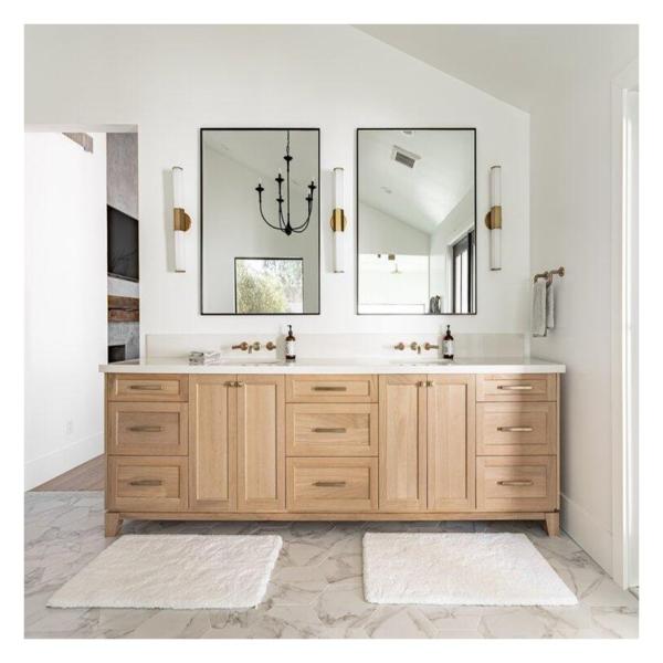 Apartment Bathroom Vanity Combo with Mirror Customized Waterproof Modern Cabinets