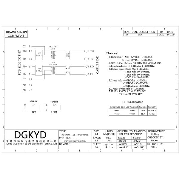 RJ45 interface industrial network port connector 8P8C with shielded shell DGKYD111B033DB1A1D