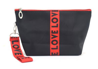 Saco cosmético Zippered impermeável do organizador da composição do curso do poliéster do saco com correia