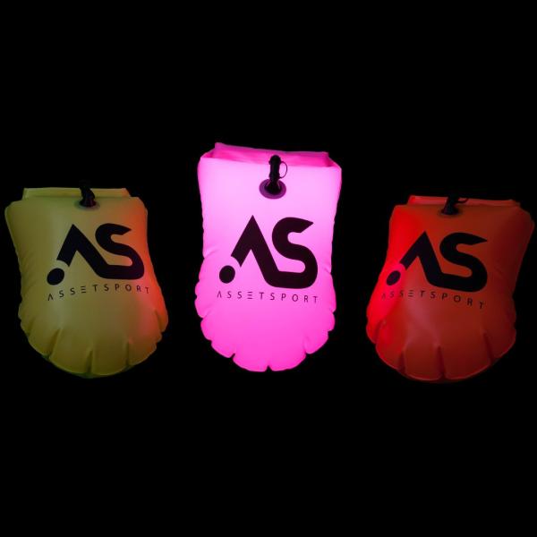 Inflatable Swimming Buoy - safety swimming buoy waterproof phone case, 2 LED lights (night visibility) and whistle - por