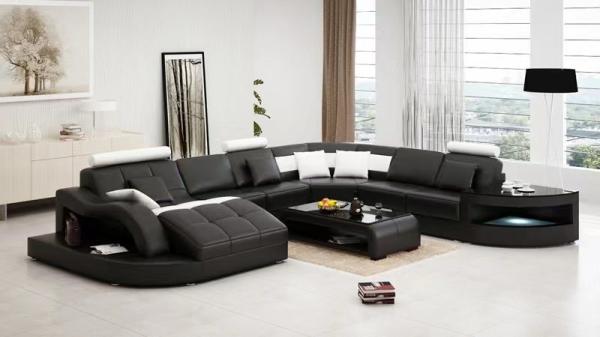 Antiguidade régia Sofa Bed Sectional de couro de reclinação da elegância da mobília feita sob encomenda do hotel de luxo
