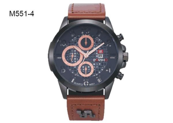 Chronograph Men's Quartz Watch  BARIHO  Wristwatch Leather Strap Analog M551