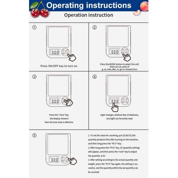 Báscula digital de alimentos de acero inoxidable con precisión de 1G para granos de café, panadería y té. Fácil mantenimiento. Pesaje culinario. Soporte OEM personalizado.
