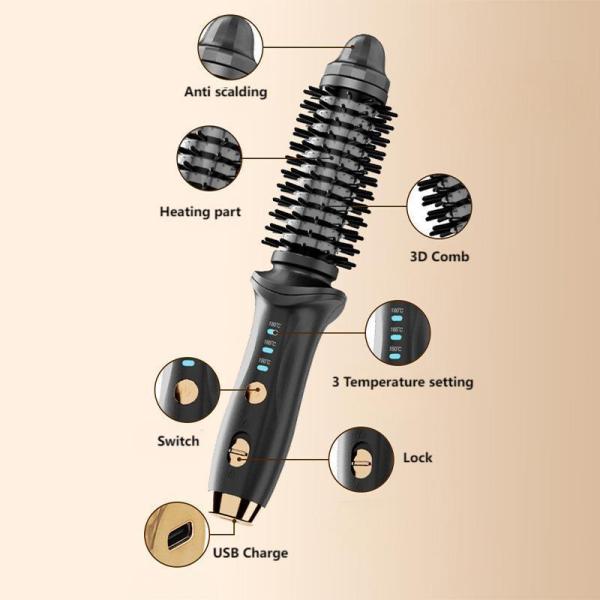 USB Rechargeable Cordless Hair Straightener Brush with 73W Power and 1-3h Charging Time for Easy Hair Styling