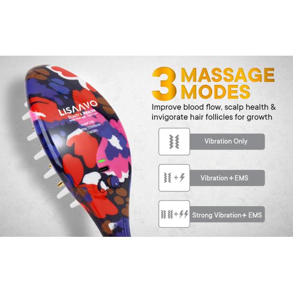 650nm Rouge LED Coiffure de croissance des cheveux EMS Massage électrique Brosse à cheveux 450mAh 3.7V batterie