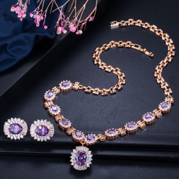 CZ Pendant Necklace for Women Necklace Bracele Earring Ring Jewelry Wedding Jewelry Sets For Brides