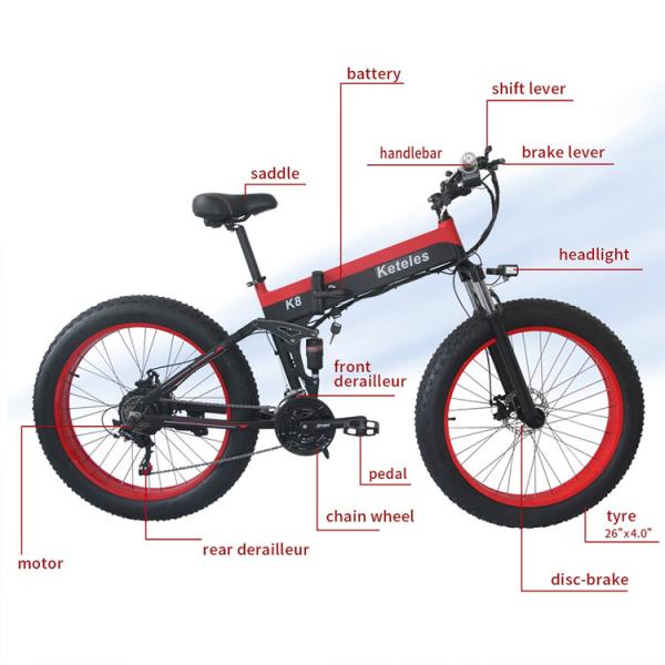 Brushless Geared Folding Fat Tire Electric Bike 750 Watt , OEM Folding Fat Ebike