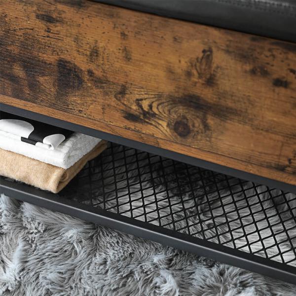 Faux Leather Storage Bench, Shoe Bench with Cushion, Industrial Shoe Rack, Storage Shoe Bench, ULSB47BX