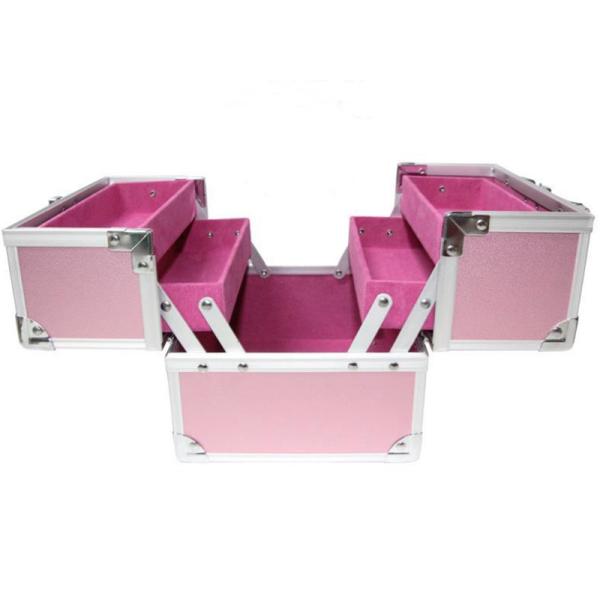 Light Weight Aluminum Cosmetic Cases, Red Lining Small Aluminum Cosmetic Vanity Case