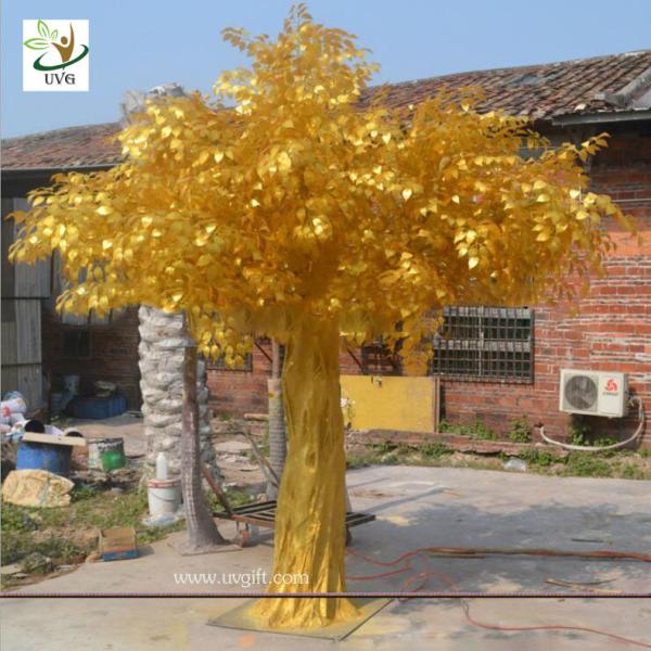 UVG 4m tall living gold banyan leaves artificial trees for outdoors GRE056