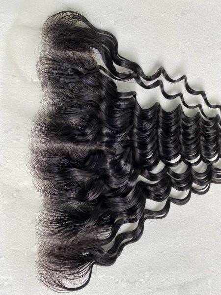 Wholesale High Quality Brazilian Cuticle Aligned Virgin Human Hair Thin HD Transparent  13x4 Lace Frontal  DEEP WAVY