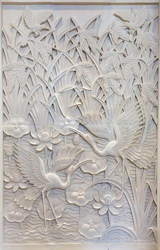 Natural Sandstone Relief Mural Hand Carved Picture Based Customization Marble Sandstone Relief