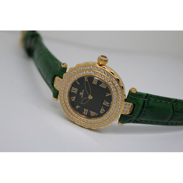 Gold Jade Watch Genuine Leather Band For Women Water Resistant