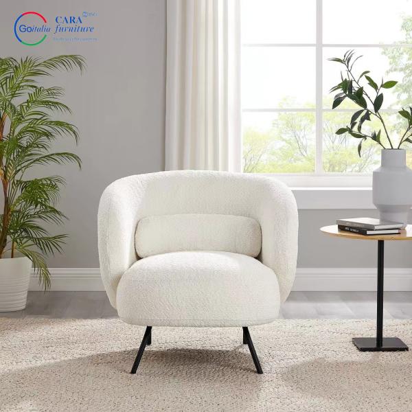 Newly Arrived Apartment Hotel Fluffy White Living Room Chair Elastic Nordic Modern Single White Sofa
