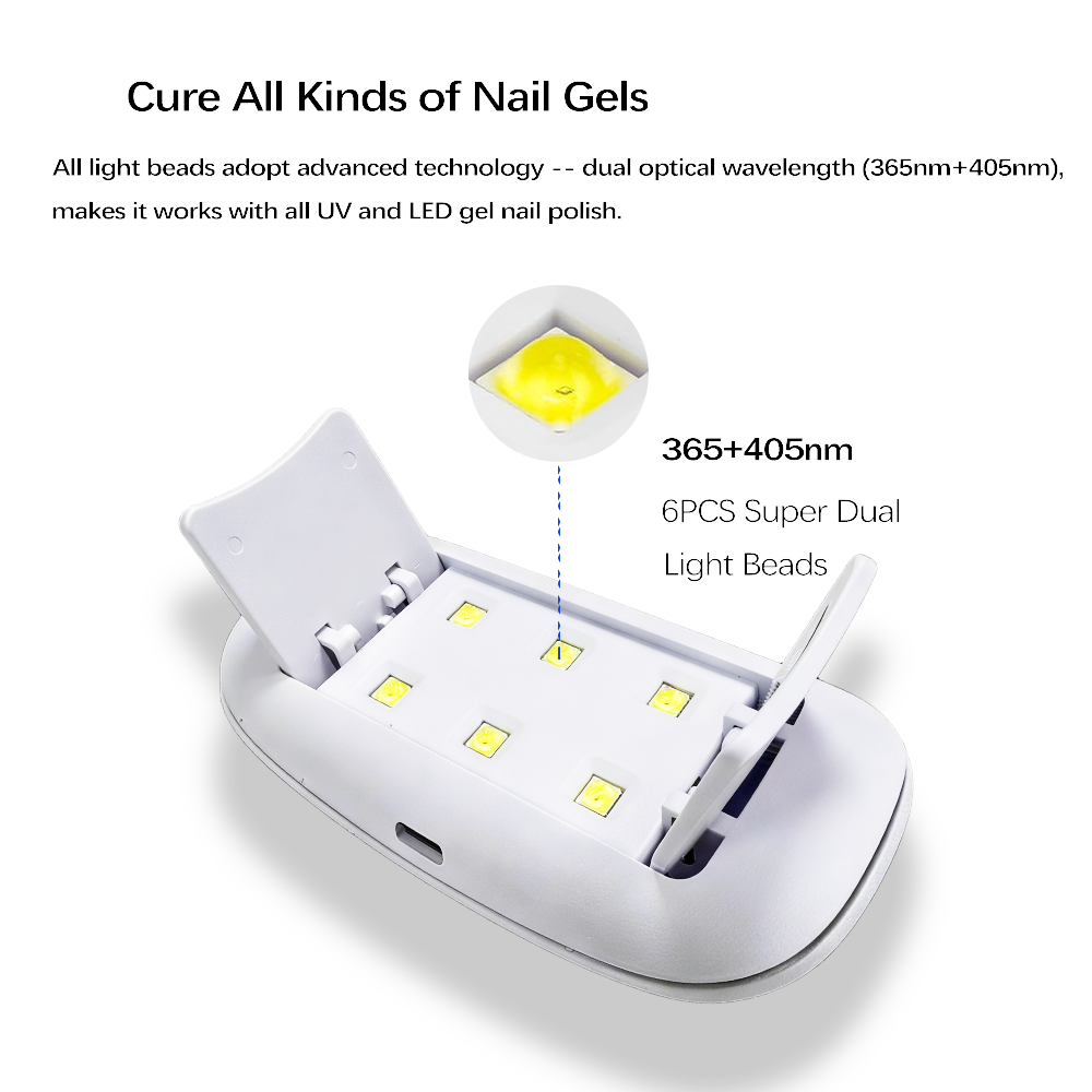 6W LED UV Nail Lamp Mini USB Nail Dryer with Touch Sensor for Manicure and Salon
