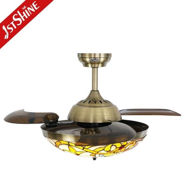 Vietnam Ventiladores de teto com luzes e lâminas ocultas 42 polegadas 106cm Design decorativo de cristal