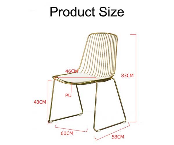 83cm Gold Wire Dining Chairs Black Cafe Garden Restaurant Outdoor Indoor