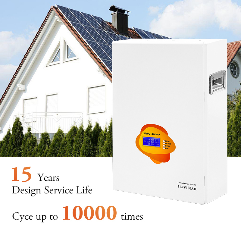 Portable Wall Mount LiFePO4 Battery Pack with LCD Display for Off-Grid Solar