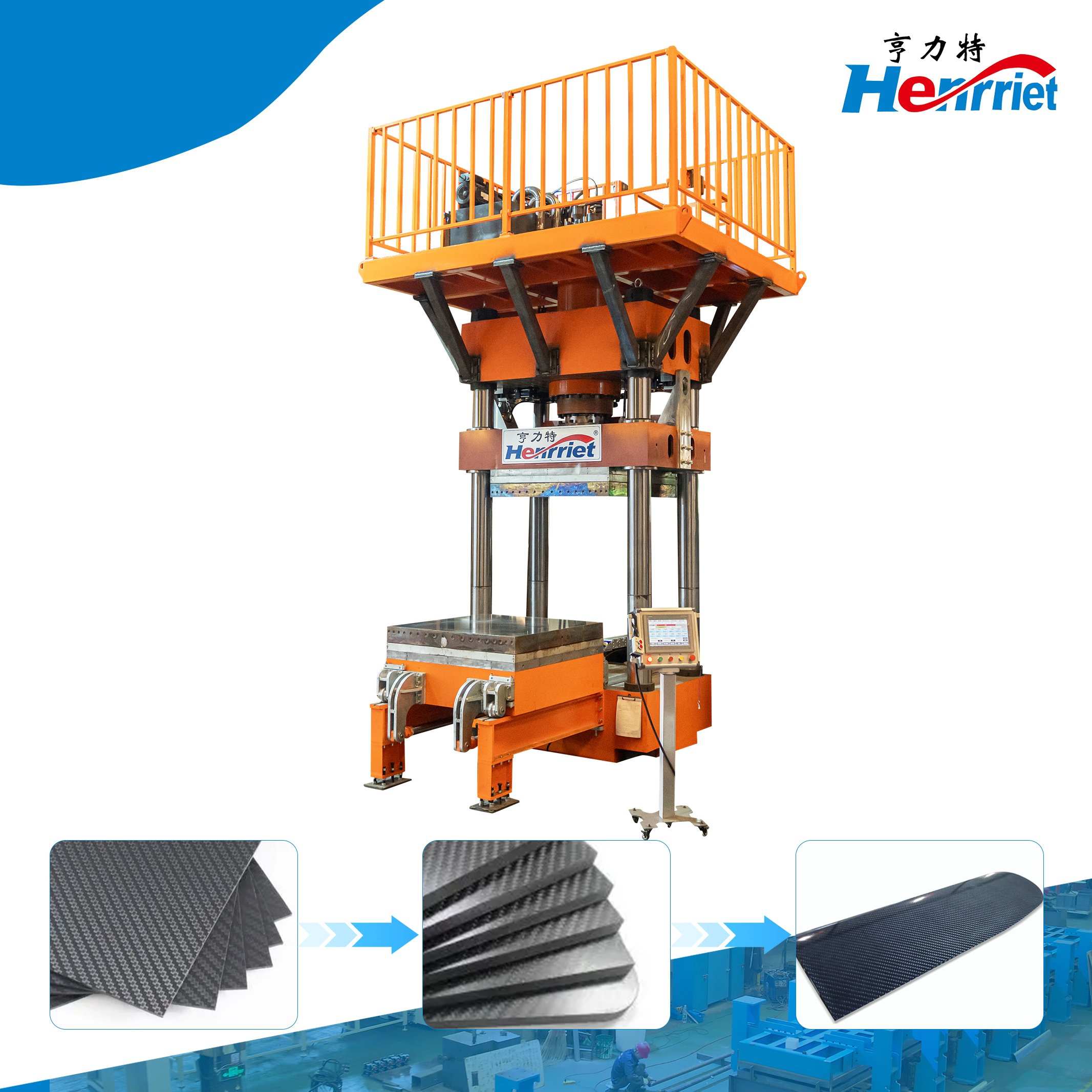 315 Tons Maximum Pressure Hot Press Machine with Adjustable Temperature up to 500°C and High Temperature Hydraulic System for Aerospace Composite Material Press
