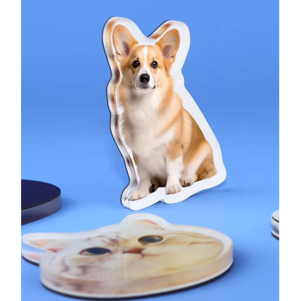 HAPPY GIFT Custom Manufacture Pet Design Acrylic Fridge Magnet  Cute Anime Customization Holographic Plastic Sticker