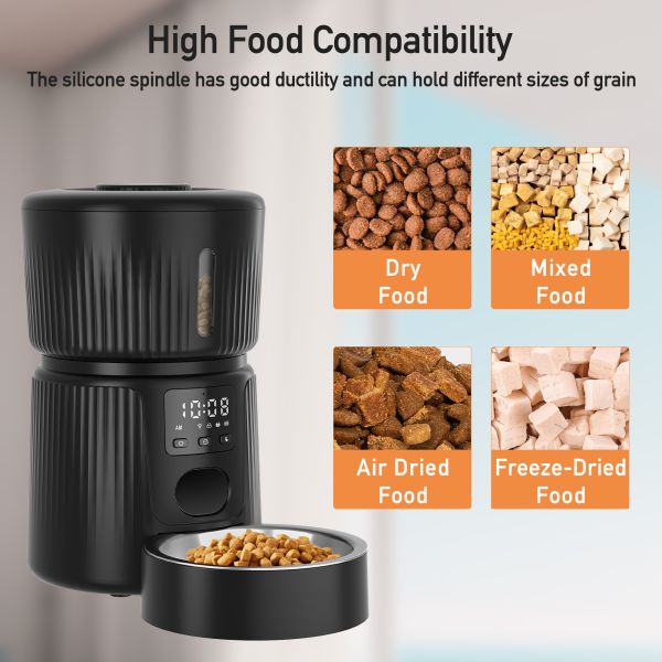 Pet Smart Automatic Food Dispenser 3L Stainless Steel Eco-Friendly Chargeable Battery for Dogs and Cats