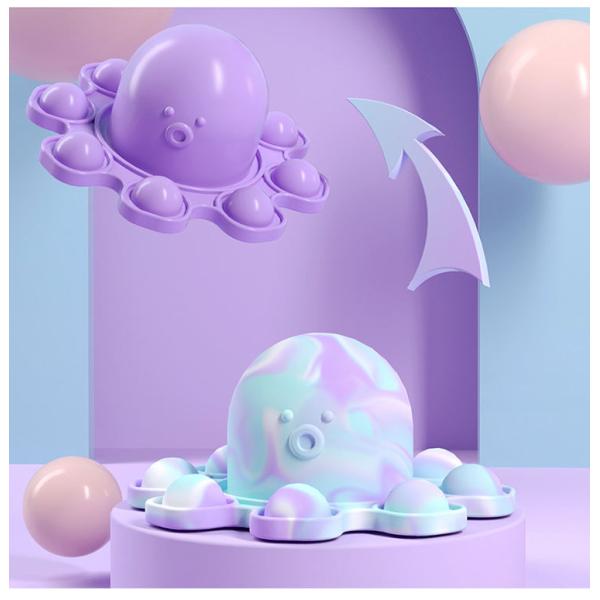 Kids Silicone Octopus Toy Flip Tie Dye Squeeze Sensory To Relieve Emotional Stress