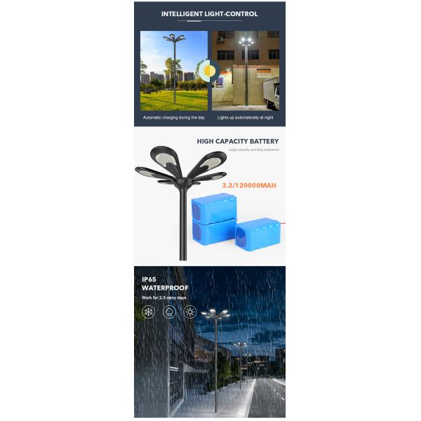 Die Casting Aluminum LED Outdoor Garden Solar Light All In One Street Light 48W 96W For Courtyards