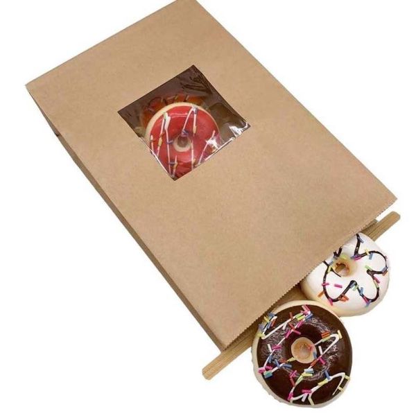 Kraft Paper Window Tin Tie Coffee Bags Stand Up Bakery Packaging Pouches For Coffee Beans Nuts Bread