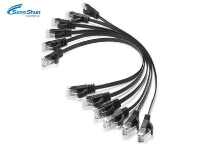 Flat Black Patch Cable Wiring , 250MM 26AWG Cat 5 RJ45 Ethernet Patch Cable