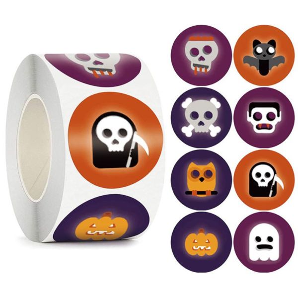 1Inch Removable Cute Holiday Round PVC Label Sticker Decals Roll