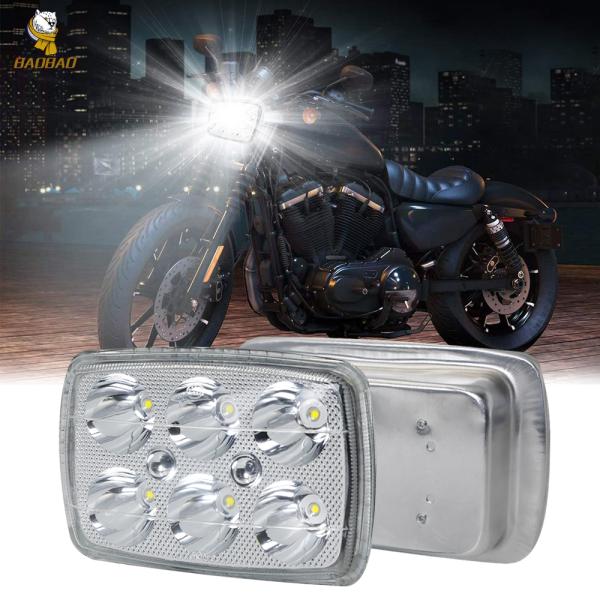 6 Beam 12V 4 Lines LED Automotive Work Light Silver Casing Glass Headlight