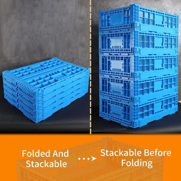 Collapsible Storage Bin Containe，52 Liter Transferheavy Duty Plastic Storage Box,Blue Milk Crates Heavy Duty Transit Storage Of Various Items