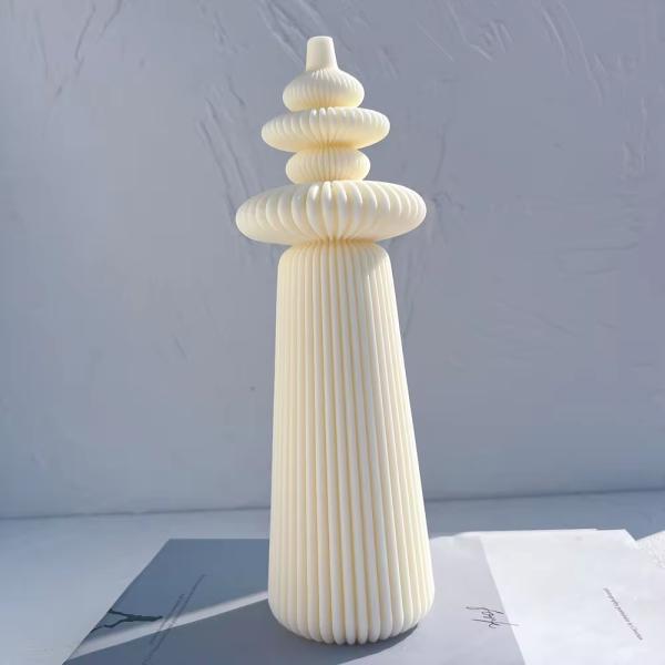 3 Designs Roman Pillar Cylindrical Silicone Candle Molds Geometric Abstract Decorative Striped Soy Wax Mold