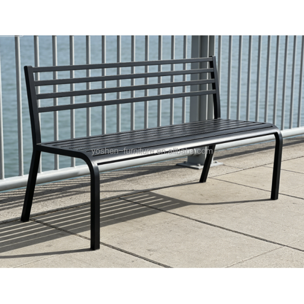 Commercial Grade Aluminum Bench for Public Spaces Heavy Duty All Weather Modern Hotel Plaza Courtyard Seating