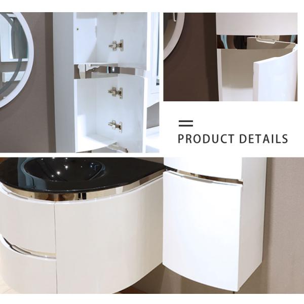 70cm PVC Bathroom Cabinets Basin Cabinet With Mirror Glass Sink