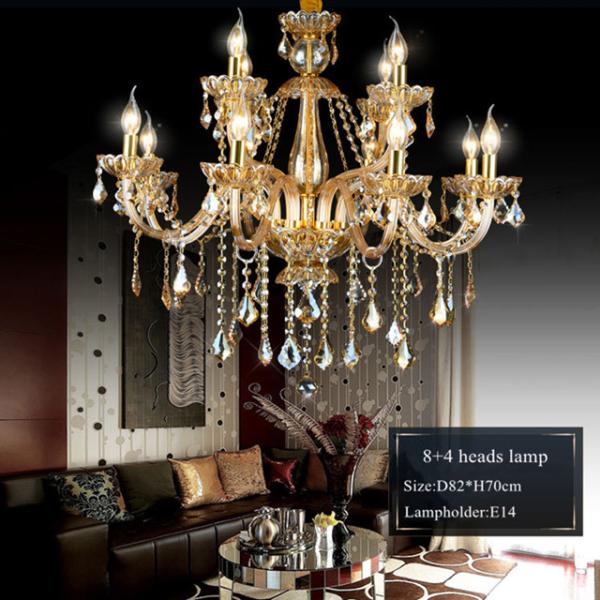 6 Bulbs 850*700mm K9 Stainless Steel 220V Hanging Candle Chandelier