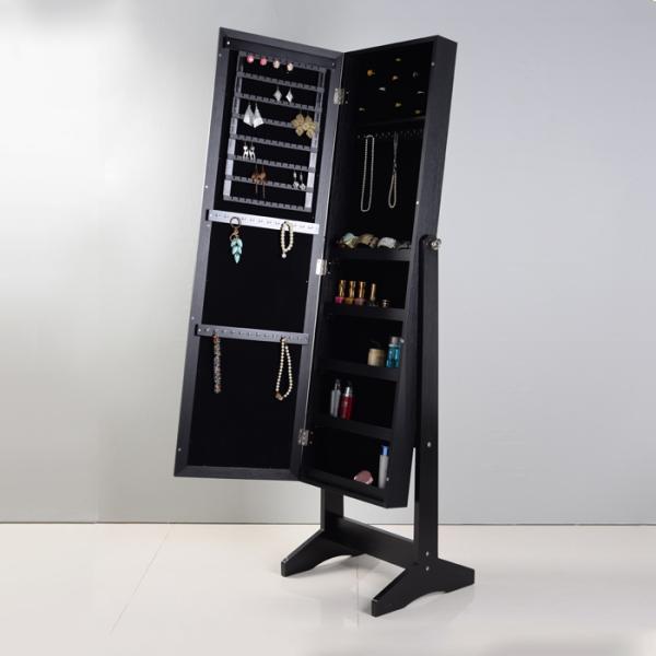 Armoire derecho el 146cm libre negro de la joyería del espejo integral del MDF